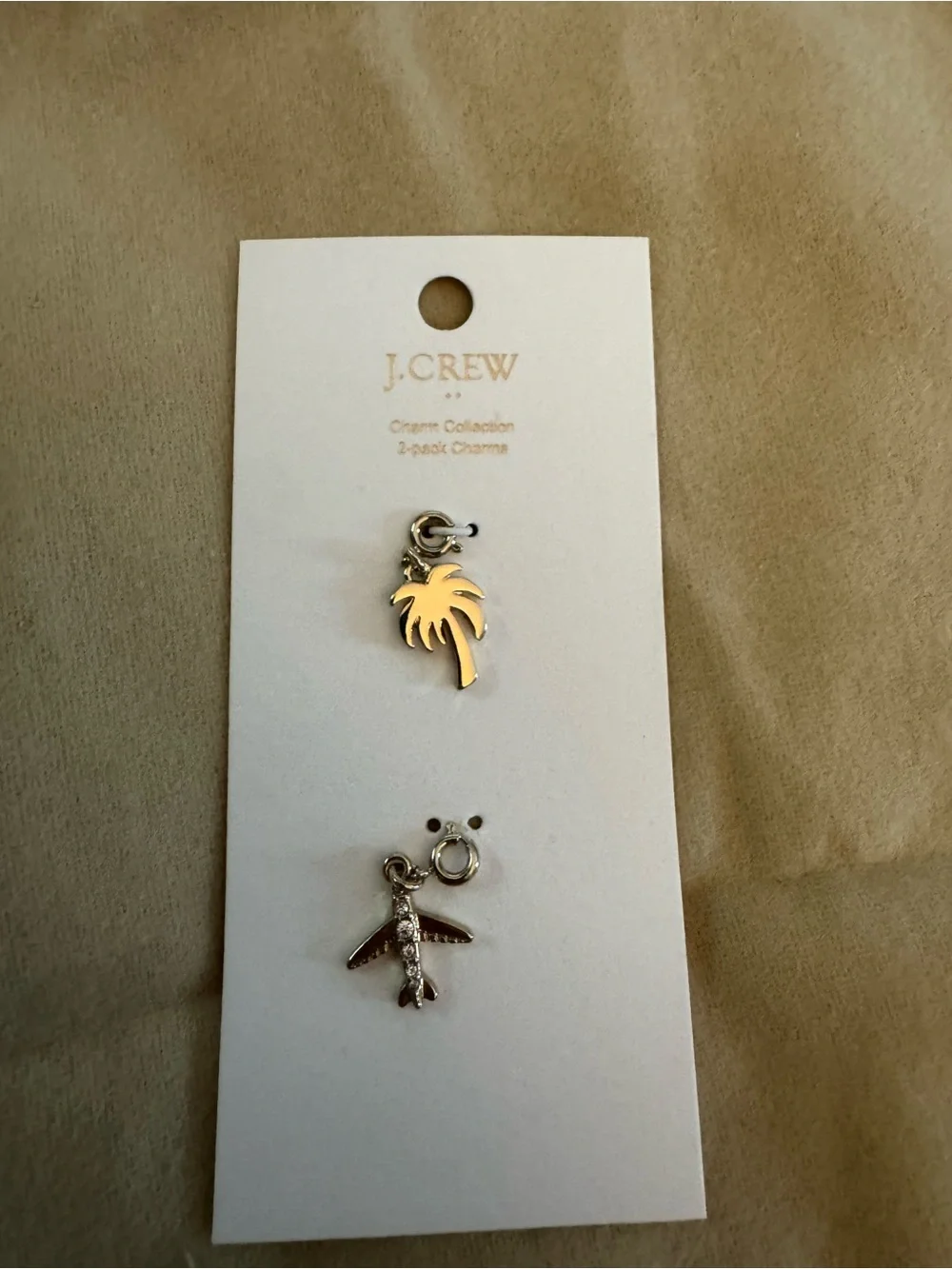 J.Crew Palm Tree and Airplane Charm Set
